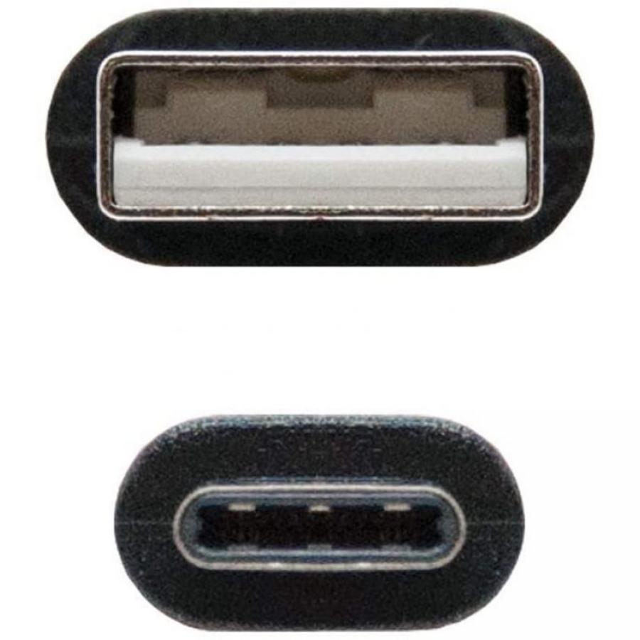 Cable USB 2.0 Tipo-C Nanocable 10.01.2100/ USB Tipo-C Macho - USB Macho/ 480Mbps/ 50cm/ Negro