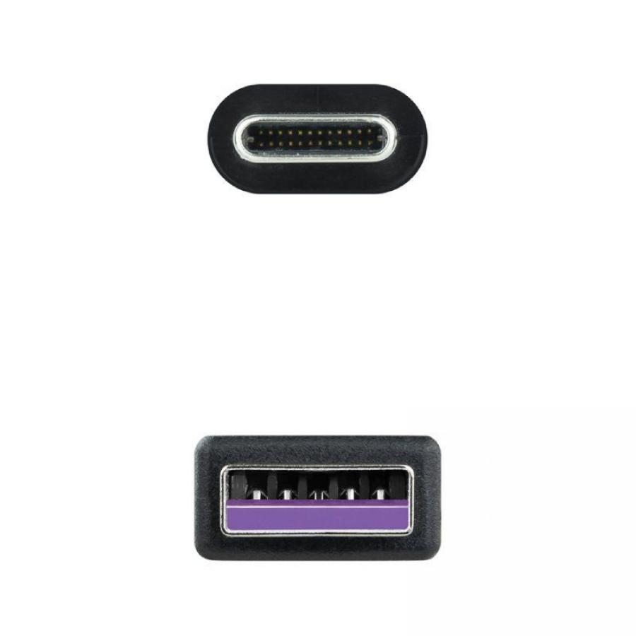 Cable USB 2.0 Nanocable 10.01.2101-L150/ USB Tipo-C Macho - USB Macho/ 480Mbps/ 1.5m/ Negro