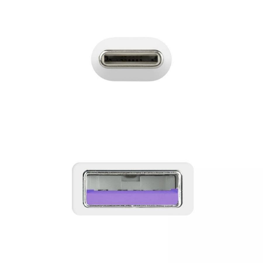 Cable USB 2.0 Nanocable 10.01.2101-L150-W/ USB Tipo-C Macho - USB Macho/ 480Mbps/ 1.5m/ Blanco