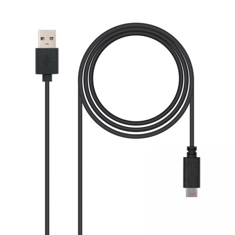 Cable USB 2.0 Nanocable 10.01.2102/ USB Tipo-C Macho - USB Macho/ 480Mbps/ 2m/ Negro
