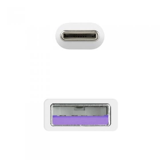 Cable USB 2.0 Nanocable 10.01.2102-W/ USB Tipo-C Macho - USB Macho/ 480Mbps/ 2m/ Blanco