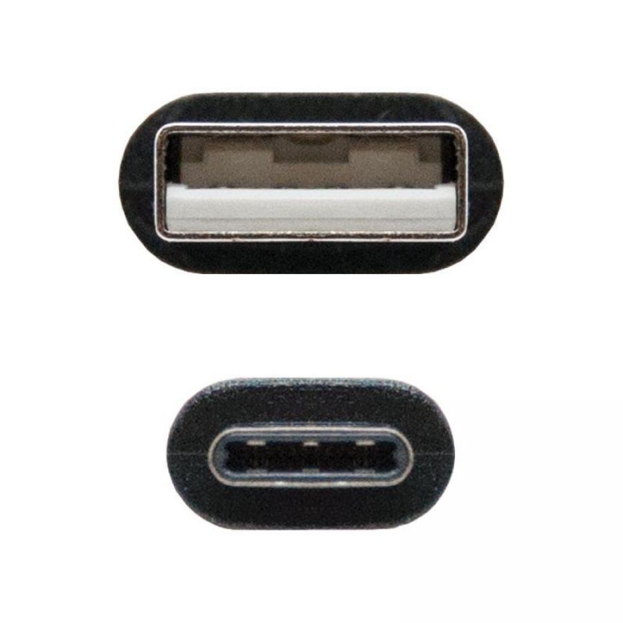 Cable USB 2.0 Nanocable 10.01.2103/ USB Macho - USB Tipo-C Macho/ 480Mbps/ 3m/ Negro