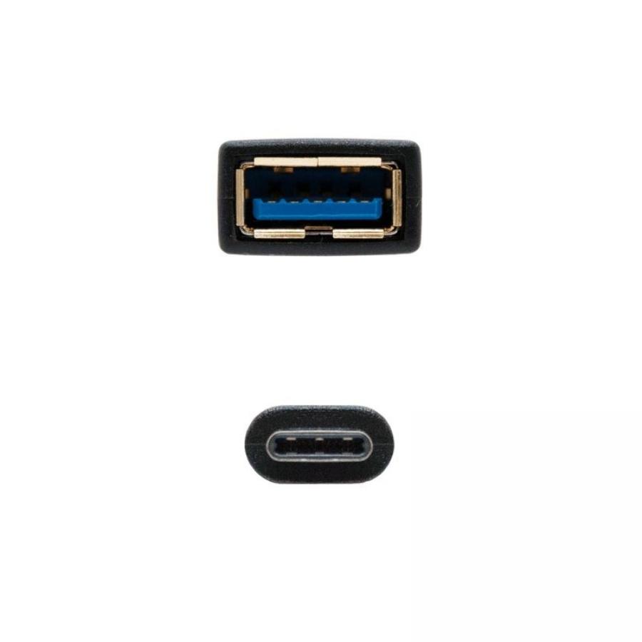 Cable USB 3.1 Nanocable 10.01.4201/ USB Tipo-C Macho - USB Hembra/ 15cm/ Negro