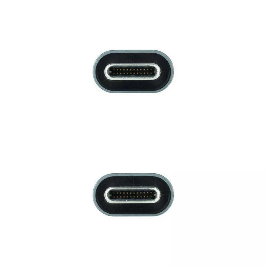 Cable USB 3.2 Tipo-C Nanocable 10.01.4303/ USB Tipo-C Macho - USB Tipo-C Macho/ 3m/ Gris y Negro