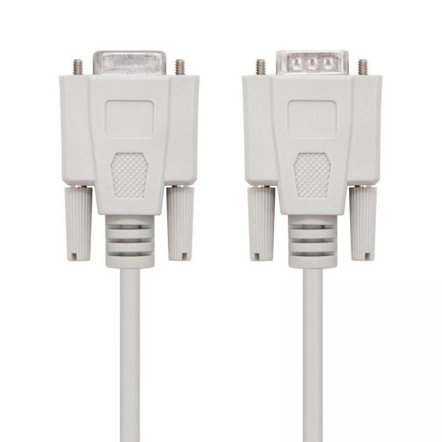 Cable Serie NULL Modem Nanocable 10.14.0502/ DB9 Macho - DB9 Hembra/ 1.8m/ Beige