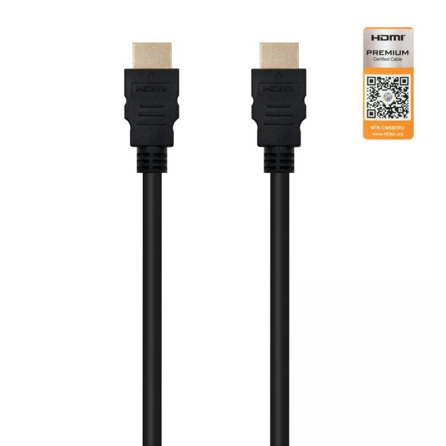 Cable HDMI 2.0 4K Nanocable 10.15.3600/ HDMI Macho - HDMI Macho/ 50cm/ Certificado/ Negro
