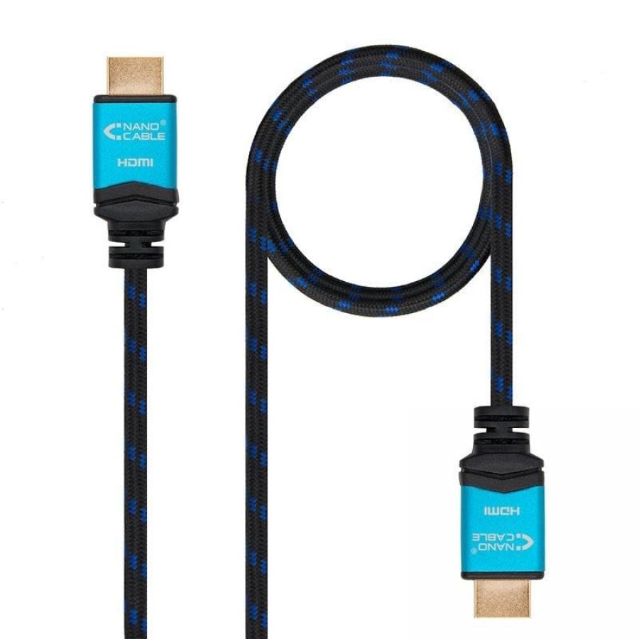 Cable HDMI 2.0 4K Nanocable 10.15.3710/ HDMI Macho - HDMI Macho/ 10m/ Negro/ Azul