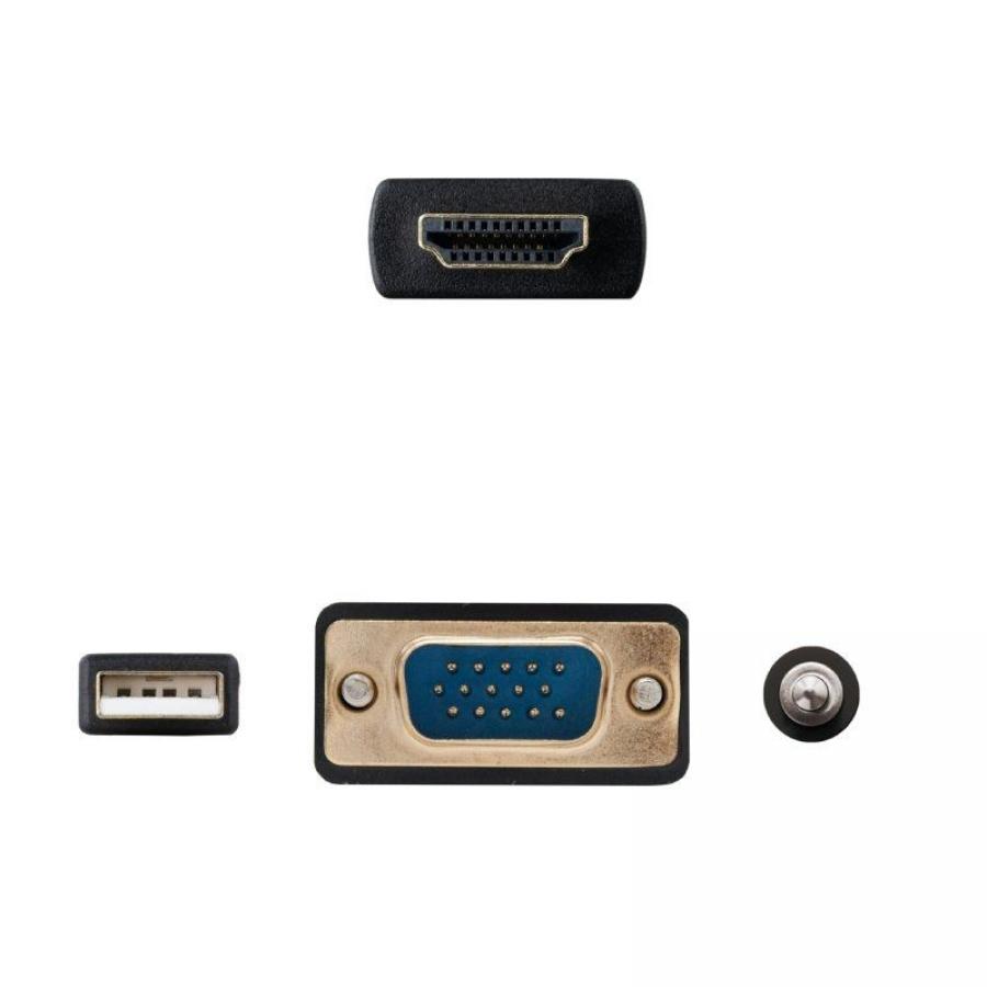 Cable Conversor Nanocable 10.15.4350/ HDMI Macho - VGA Macho - Jack 3.5 Macho - USB Macho/ 1.8m/ Negro