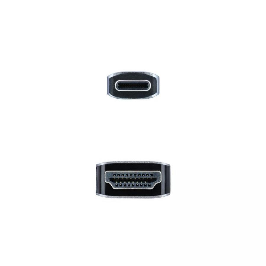 Cable Conversor Nanocable 10.15.5102/ USB Tipo-C Macho - HDMI Macho/ 1.8m/ Negro