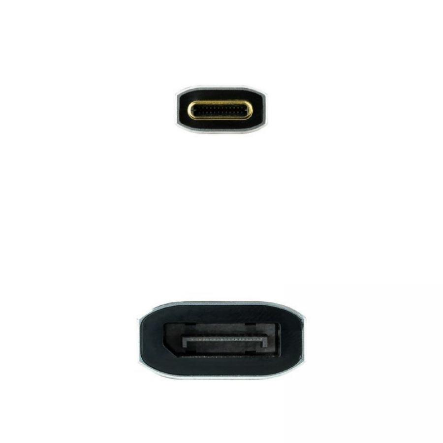 Conversor Nanocable 10.16.4104-G/ USB Tipo-C Macho - DisplayPort Hembra/ 15cm/ Gris