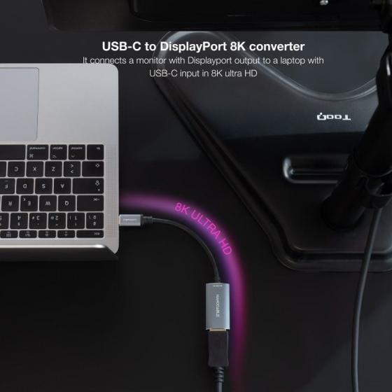 Conversor Nanocable 10.16.4104-G/ USB Tipo-C Macho - DisplayPort Hembra/ 15cm/ Gris