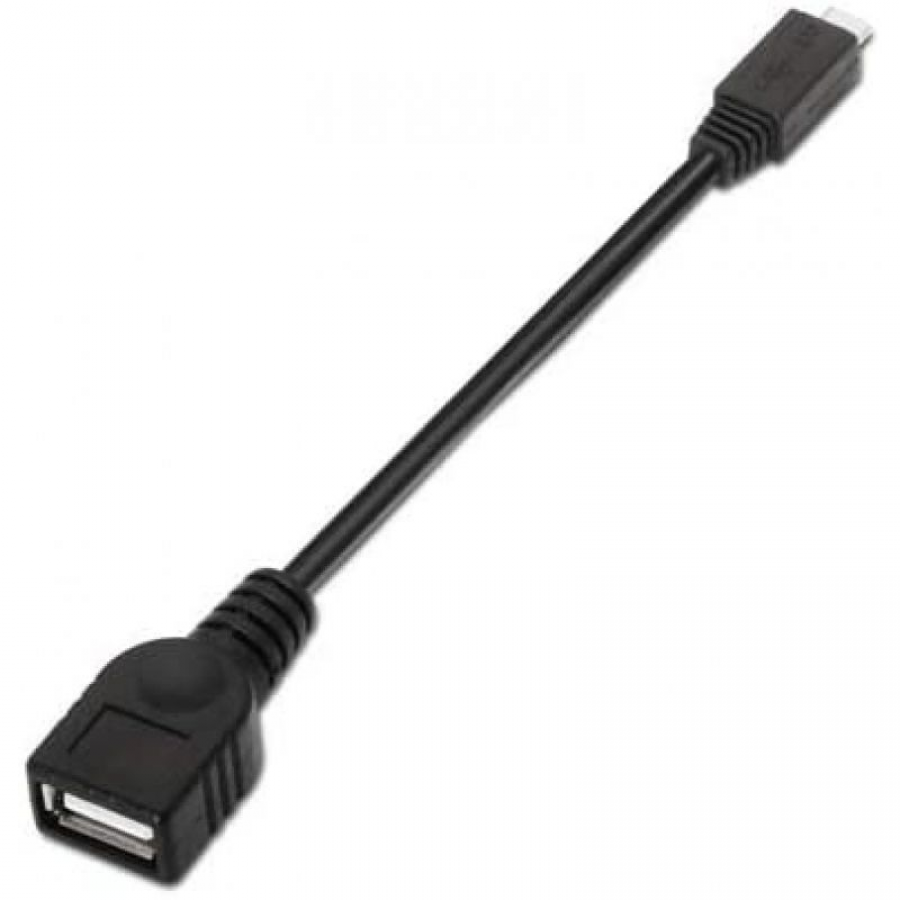 Cable USB 2.0 Nanocable 10.01.3500/ MicroUSB Macho - USB Hembra/ 15cm/ Negro