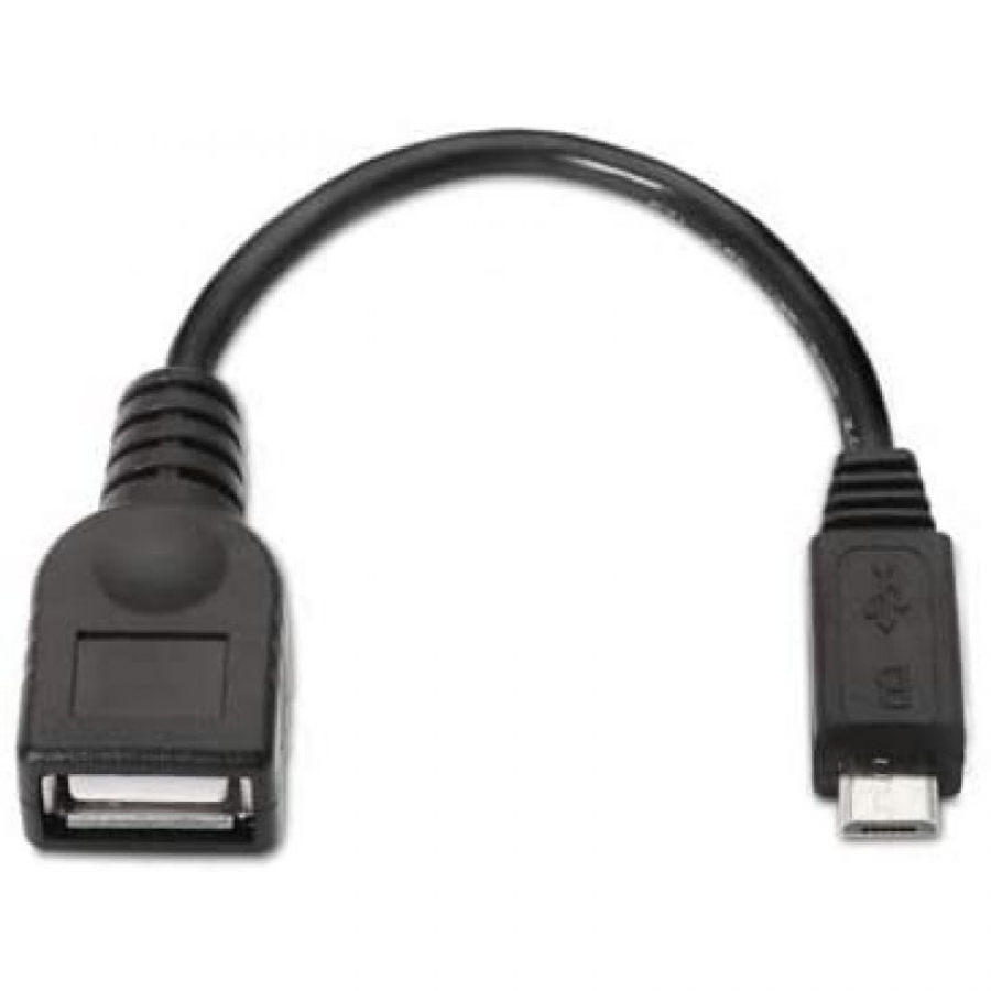 Cable USB 2.0 Nanocable 10.01.3500/ MicroUSB Macho - USB Hembra/ 15cm/ Negro