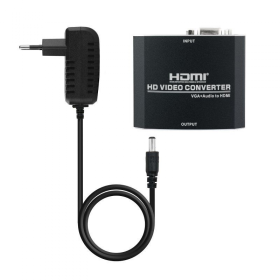 Adaptador Nanocable 10.16.2101-BK HDMI Hembra - VGA Hembra Jack 3.5 Hembra