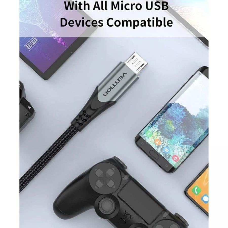 Cable USB 2.0 Vention COAHH/ microUSB Macho - USB Macho/ 480Mbps/ 2m/ Gris