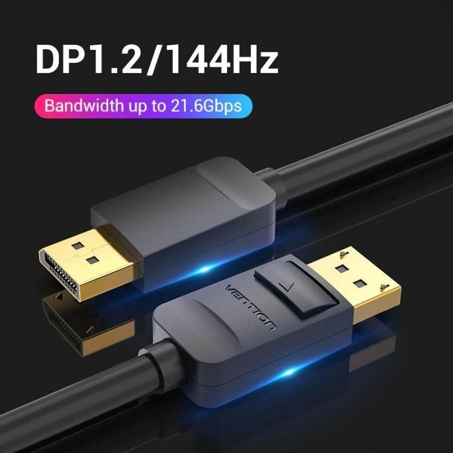 Cable DisplayPort 1.2 4K Vention HACBH/ DisplayPort Macho - DisplayPort Macho/ 2m/ Negro