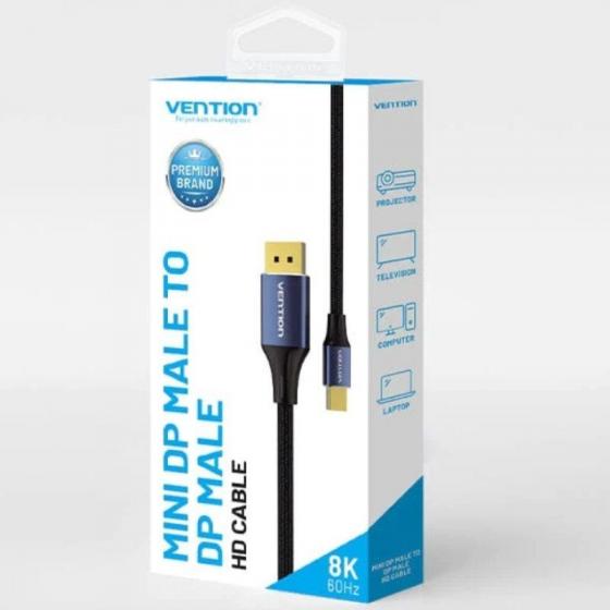 Cable Mini DisplayPort 1.4 8K Vention HCFLG/ DisplayPort Macho - Mini DisplayPort Macho/ 1.5m/ Negro y Azul