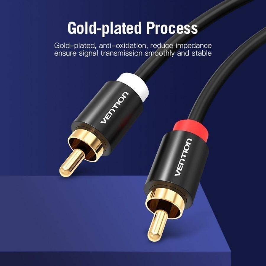 Cable Estéreo Vention VAB-R06-B200/ 2x RCA Macho - 2x RCA Macho/ 2m/ Negro