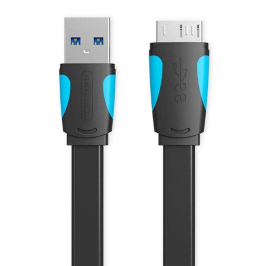 Cable USB 3.0 Vention VAS-A12-B100/ MicroUSB Macho - USB Macho/ Hasta 10W/ 5Gbps/ 1m/ Azul y Negro