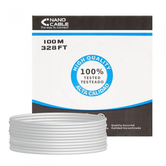 Bobina de Cable RJ45 UTP Nanocable 10.20.0302 Cat.5e 100m Gris