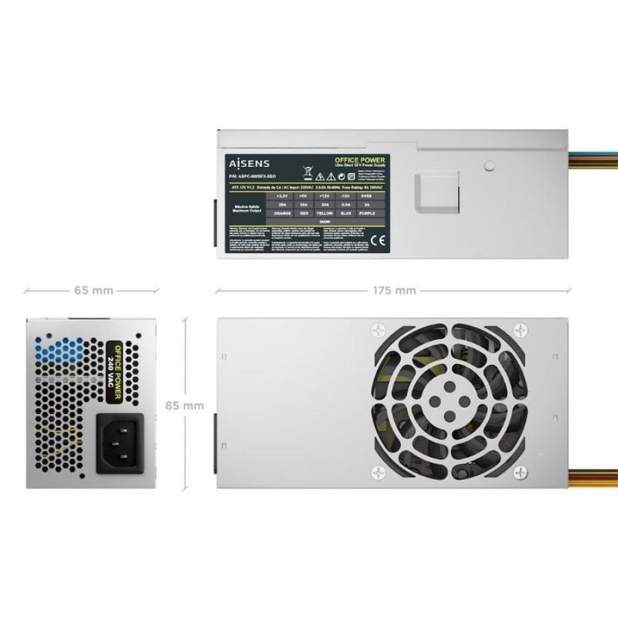 Fuente de Alimentación TFX Aisens ASPC-500TFX-SEO/ 500W/ Ventilador 8cm