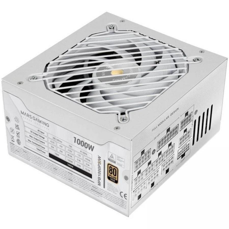 Fuente de Alimentación Mars Gaming MPB1000PSI/ 1000W/ Ventilador 14cm/ 80 Plus Gold/ Blanca