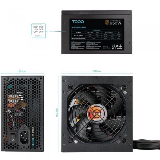 Fuente de Alimentación TooQ TQHELIOS-650SP/ 650W/ Ventilador 12cm/ 80 Plus Bronze