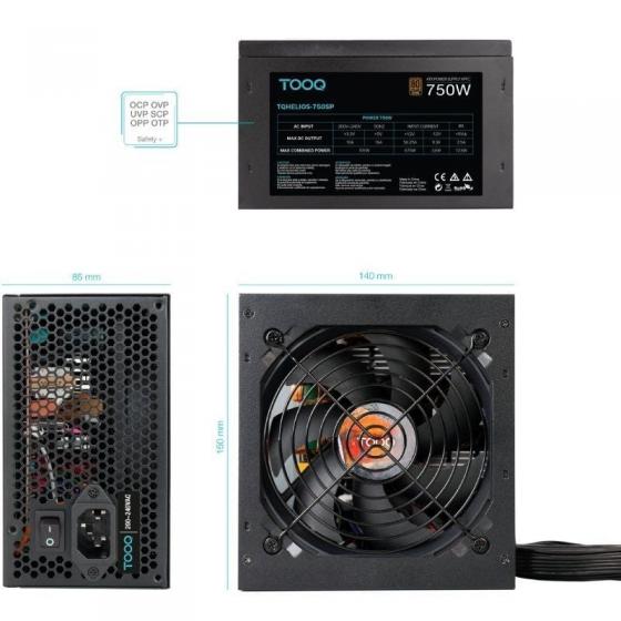 Fuente de Alimentación TooQ TQHELIOS-750SP/ 750W/ Ventilador 12cm/ 80 Plus Bronze