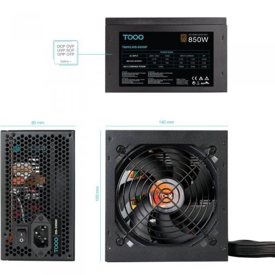 Fuente de Alimentación TooQ TQHELIOS-850SP/ 850W/ Ventilador 12cm/ 80 Plus Bronze