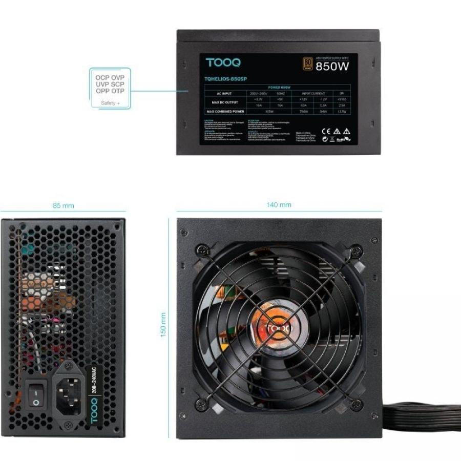 Fuente de Alimentación TooQ TQHELIOS-850SP/ 850W/ Ventilador 12cm/ 80 Plus Bronze
