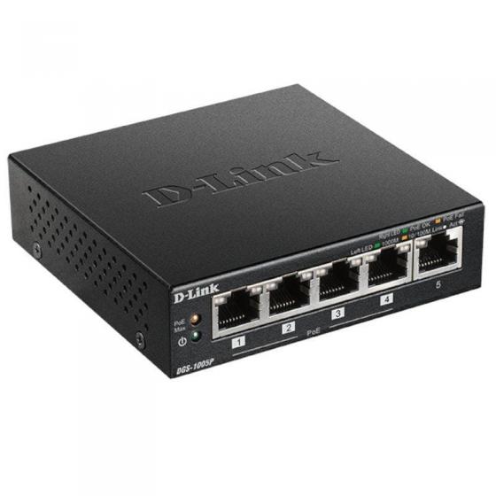 Switch D-Link DGS-1005P 5 Puertos RJ-45 10/100/1000 PoE
