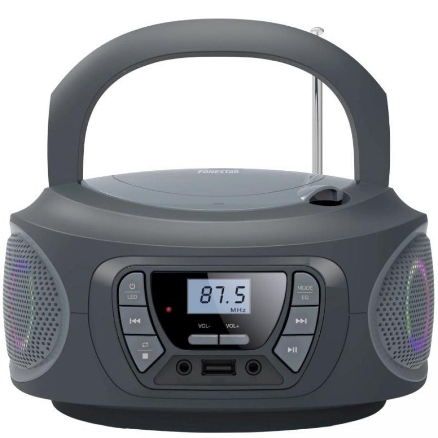 Radio CD Fonestar BOOM-ONE-G/ 13W/ con Cable/ a Pilas/ Gris