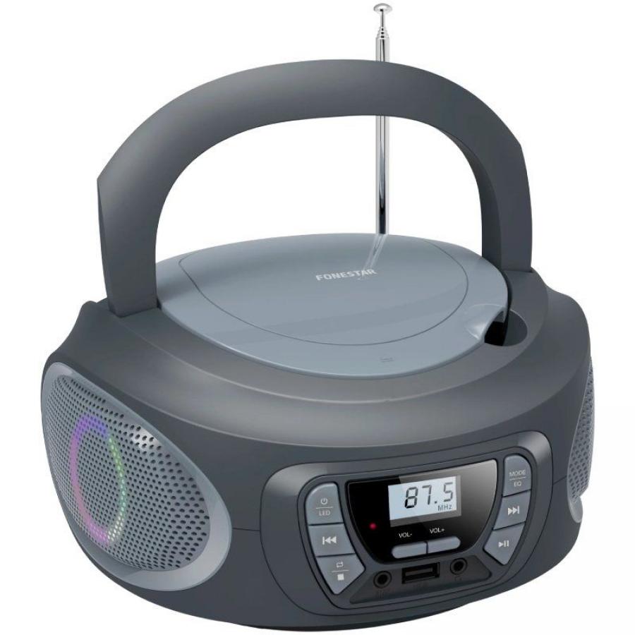 Radio CD Fonestar BOOM-ONE-G/ 13W/ con Cable/ a Pilas/ Gris