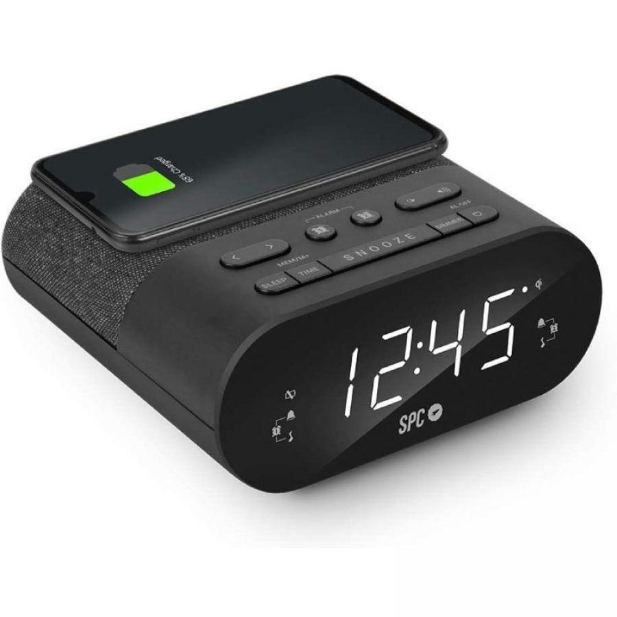 Despertador SPC Frodi QI/ Radio FM/ Base de carga Inalámbrica
