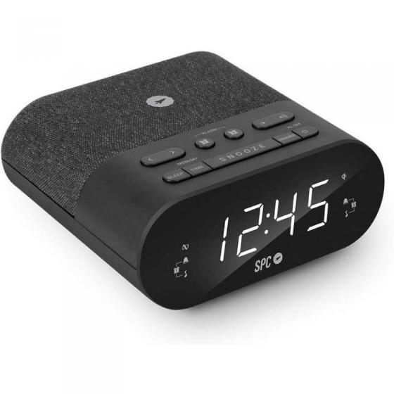 Despertador SPC Frodi QI/ Radio FM/ Base de carga Inalámbrica