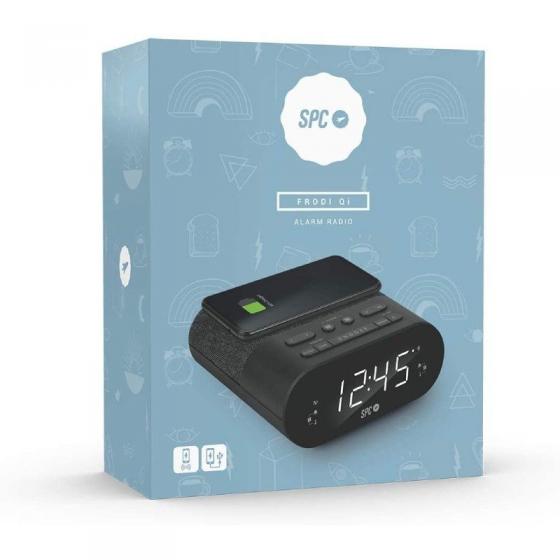 Despertador SPC Frodi QI/ Radio FM/ Base de carga Inalámbrica