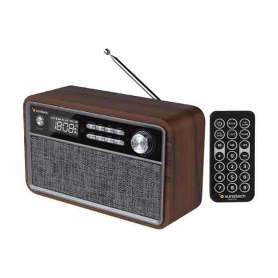 RADIO RETRO SUNSTECH RPBT500WD MADERA - 2*3W RMS - FM - BT 4.2 - RELOJ Y ALARMA - USB/SD/AUX-IN - MP3 - MANDO A DISTANCIA - MICR
