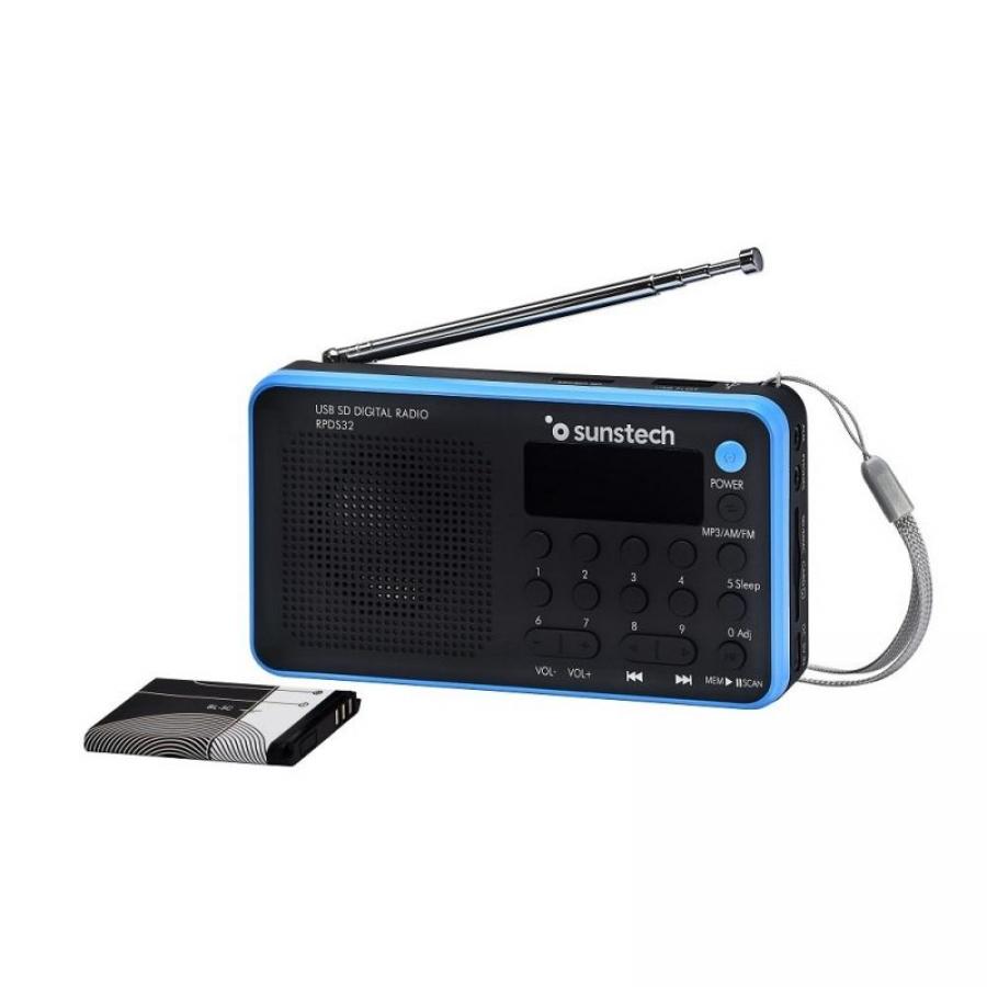 Radio Portátil Sunstech RPDS32BL/ con Batería/ Negra y Azul