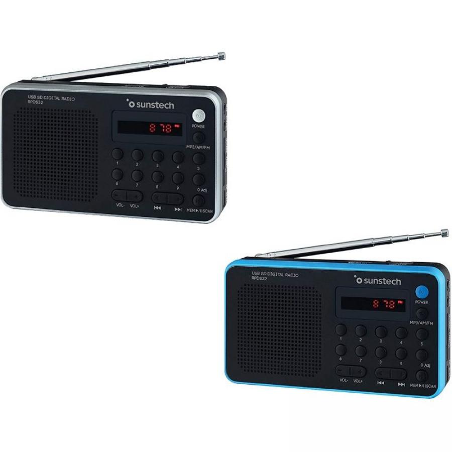 Radio Portátil Sunstech RPD32SL/ con Batería/ Negra y Plateada