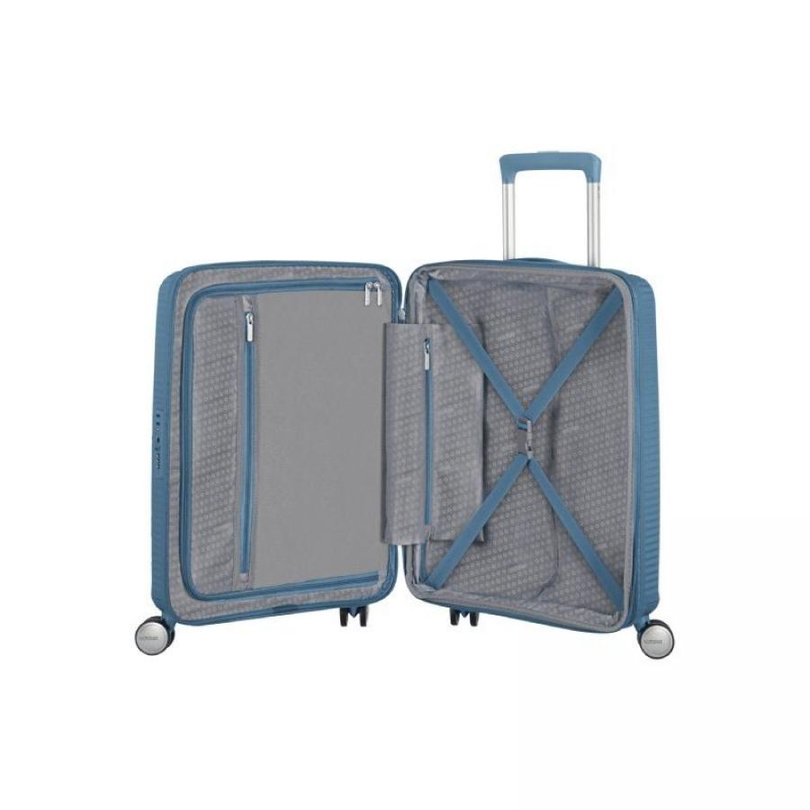 Maleta de Cabina American Tourister SoundBox Spinner 55cm/ 55x40x20cm/ 4 Ruedas/ Azul Piedra