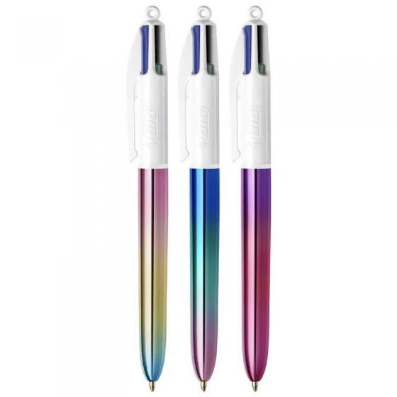 Caja de Bolígrafos de Tinta de Aceite Retráctil Bic 4 Colours Gradient 511030/ 3 unidades/ 4 Colores de Tinta/ Cuerpo Color Grad