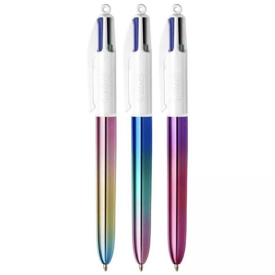 Caja de Bolígrafos de Tinta de Aceite Retráctil Bic 4 Colours Gradient 511030/ 3 unidades/ 4 Colores de Tinta/ Cuerpo Color Grad