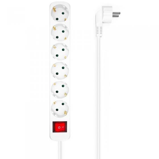 Regleta con Interruptor Aisens A154-0535 6 Tomas de Corriente Blanco