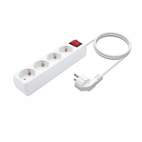 Regleta con Interruptor Aisens A154-0649/ 4 Tomas de Corriente/ Cable 1.4m/ Blanco