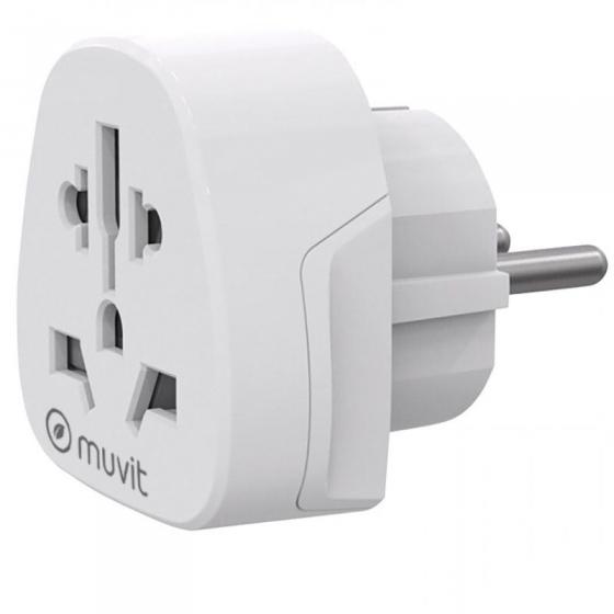 Enchufe Universal Muvit For Change MCADP0007/ 1 Toma de Corriente/ Blanco