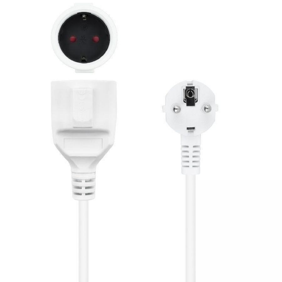 Cable Alargador de Corriente Nanocable 10.22.0605-W/ Schuko Hembra - Schuko Macho/ 5m/ Blanco