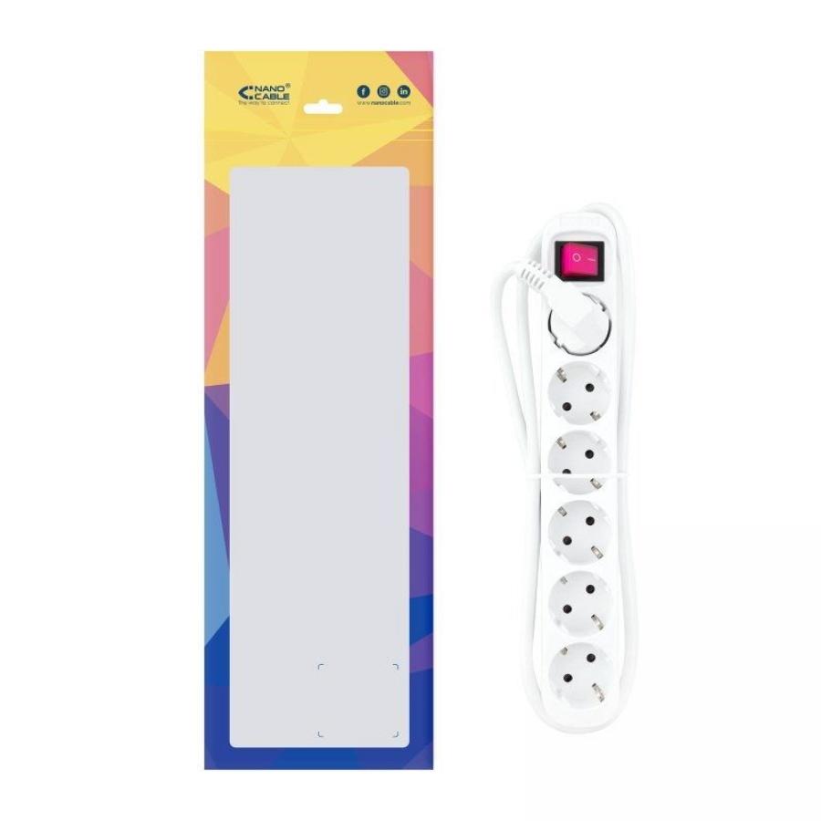 Regleta con Interruptor Nanocable 10.37.0006/ 6 Tomas de Corriente/ Cable 1.4m/ Blanca