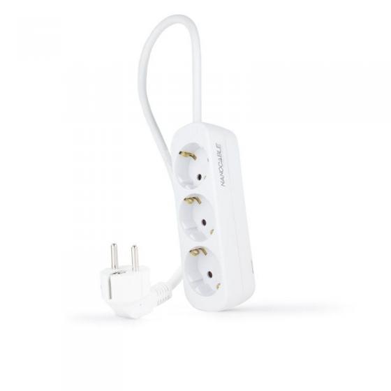 Regleta Nanocable 10.38.0003-NS/ 3 Tomas de Corriente/ Cable 1.4m/ Blanca