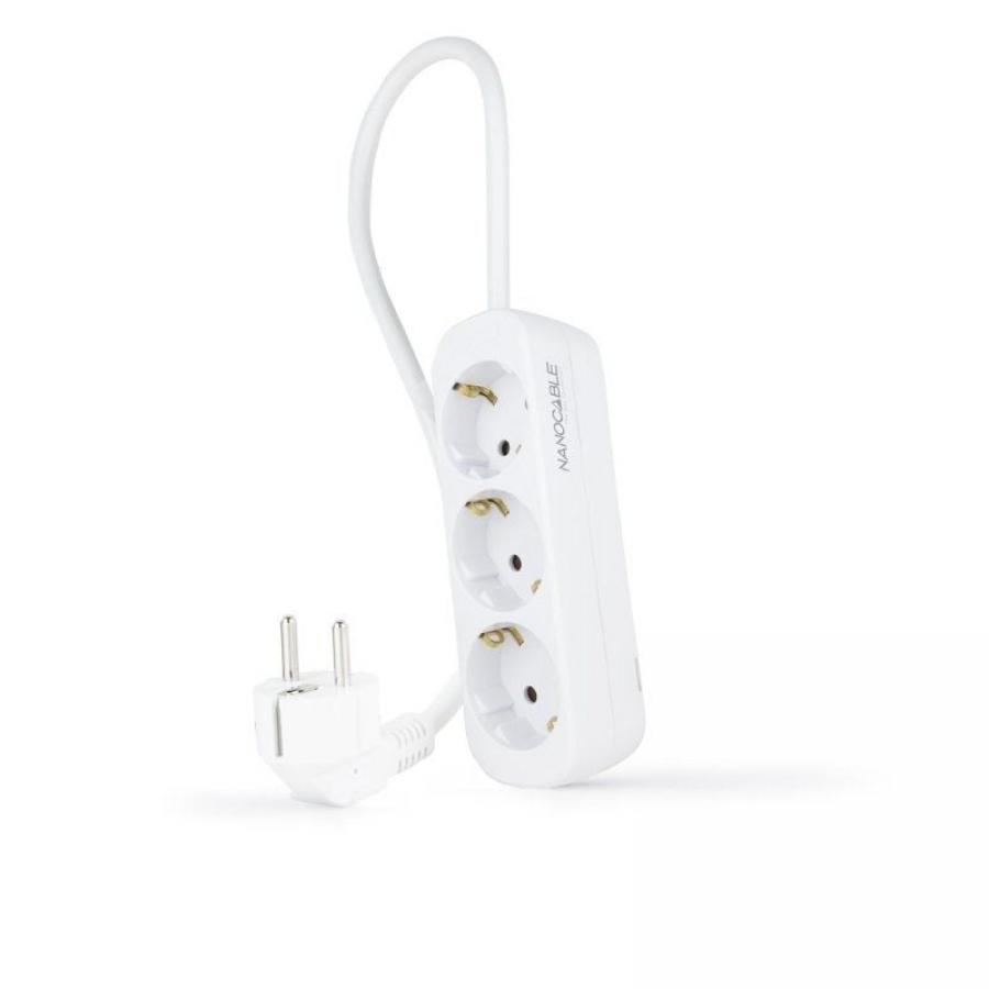 Regleta Nanocable 10.38.0003-NS/ 3 Tomas de Corriente/ Cable 1.4m/ Blanca