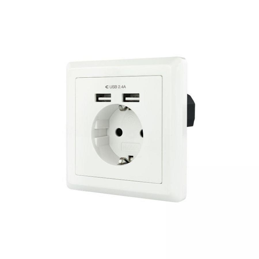 Roseta de Pared Nanocable 10.35.0010/ 1 Schuko/ 2 USB